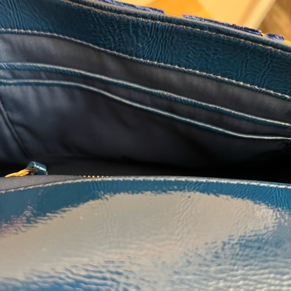 Tory Burch Blue Velvet Floral and Gold Women's Bag - Picture 9 of 11